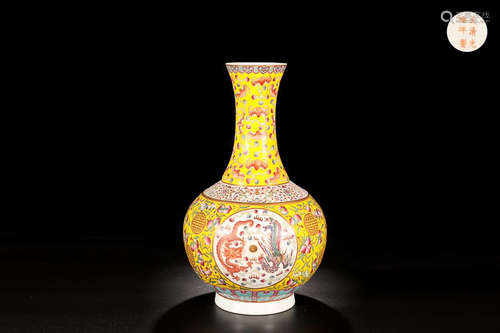 YELLOW GLAZE KAI-GUANG PEACH VASE