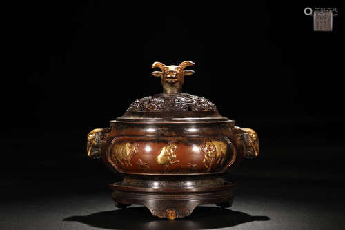 GILT BRONZE OX ZODIAC CENSER