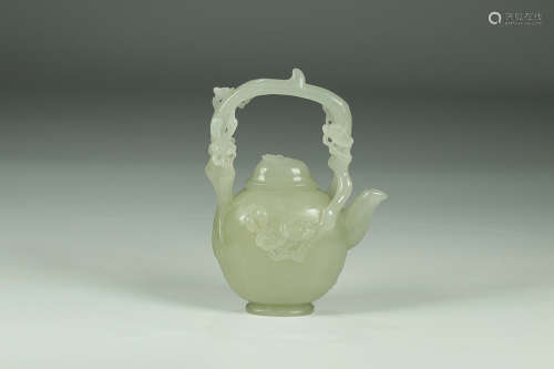 HETIAN JADE PLUM LOOP-HANDLE POT