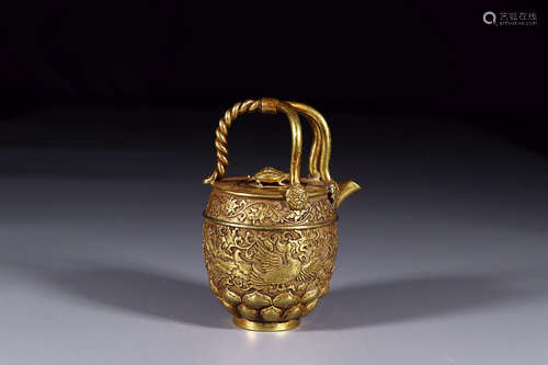 GILT BRONZE LOOP-HANDLE POT