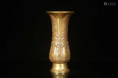 GILT BRONZE FLOWER VASE