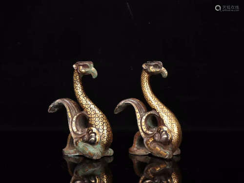 BRONZE SILVER ORNAMENT IN PAIR