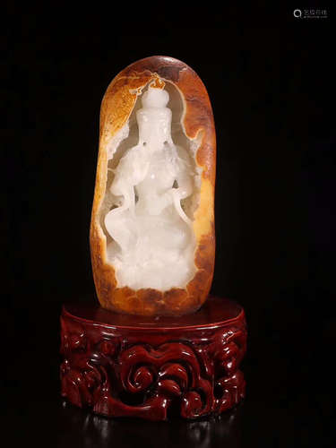 HETIAN JADE RAW STONE GUANYIN