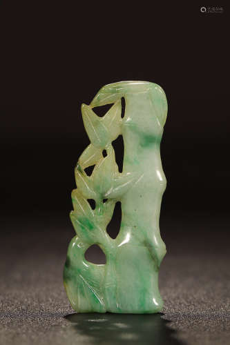 JADEITE BAMBOO SHAPE HAND 'JIEJIEGAOSHENG' HAND PICEC