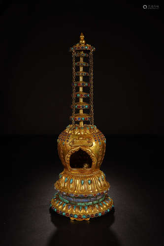 GILT BRONZE PAGODA