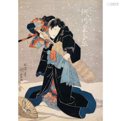 FIVE OBAN TATE-E, BY KUNISADA & KUNICHIKA, JAPAN, LATE EDO PERIOD, CA. 1850.