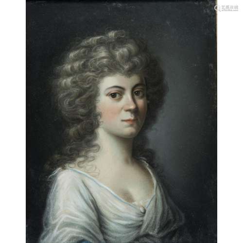 École allemande du XVIIIe siècle Portrait de femme en buste Pastel 18th century German school, Half-length portrait of a woman...