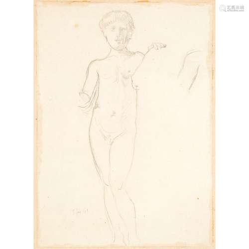 Henri LEHMANN (Kiel 1814-Paris 1882) Étude de jeune garçon Crayon noir Daté en bas à gauche de 