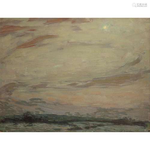 HENRI LE SIDANER (1862-1939) CIEL DE LUNE GERBEROY Oil on panel; signed lower right 10 5/8 x 13 3/4 in.