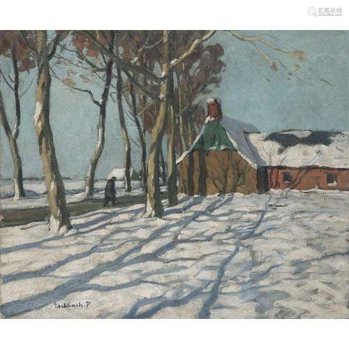 Paul André Jean Eschbach (1881-1961) La route de Longruy Oil on canvas; signed lower left 18 1/8 x 21 5/8 in.