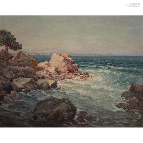 PRIMITIF BONO (1880-1955) PAYSAGE MéDITERRANéEN Oil on canvas; signed lower left 28 3/4 x 36 1/4 in.