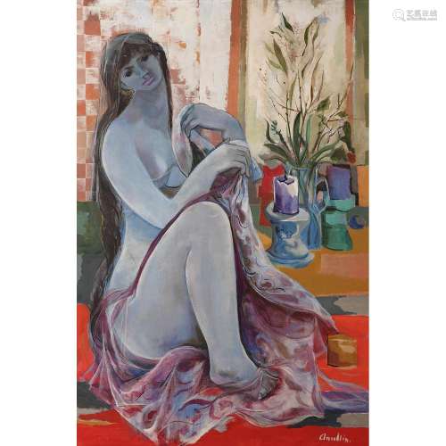 Philippe Ancellin (1922-2010) Le modèle Oil on canvas; signed lower right 31 7/8 x 21 1/4 in.