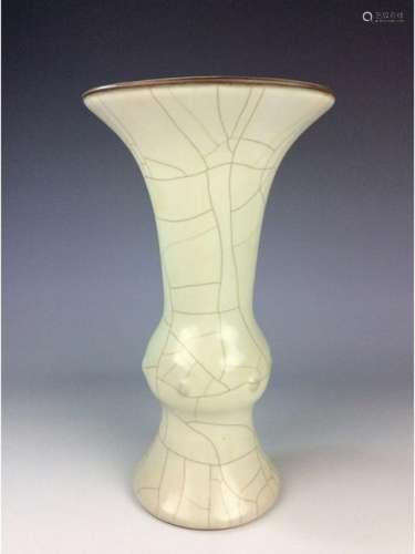 Chinese Song Guan style porcelain vase,  white glazed,