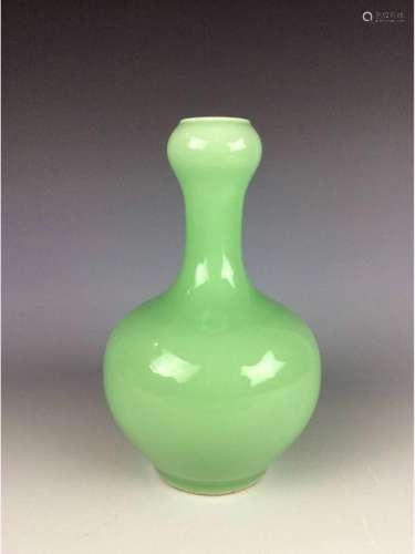 Fine Chinese porcelain vase, green glazed,  marked