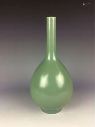 Chinese porcelain vase, green / celadon glaze,  marked