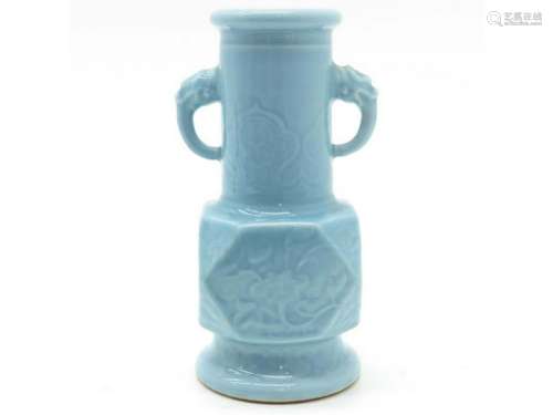 Fine Chinese monochrome blue vase, marked.