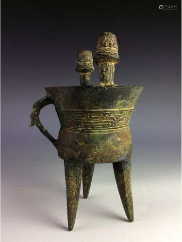 Vintage Chinese bronze wine vessel.