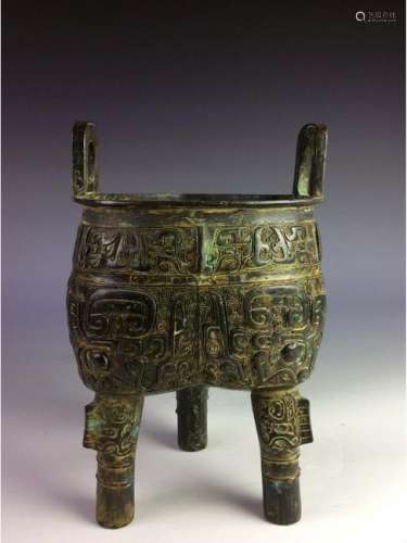 Vintage Chinese bronze wine vessel.