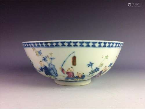 18C Vintage Qing period Chinese porcelain bowl, wucai