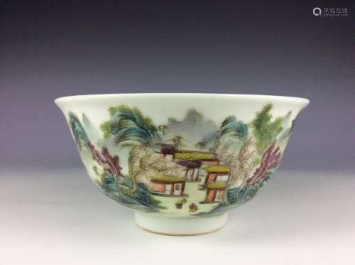 Elegant Chinese bowl with landscaping mark