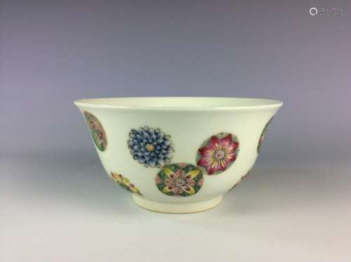 Chinese famille rose  bowl with circular floral