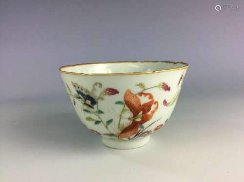 Chinese famille rose  bowl with butterflies and flowers