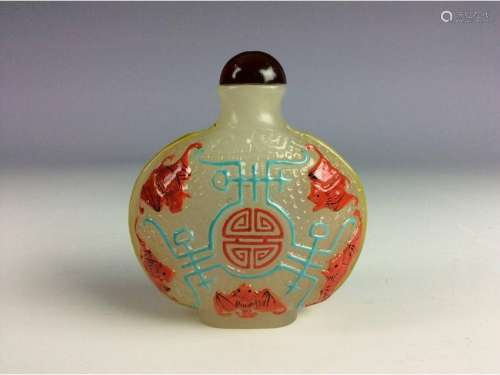Rare Chinese multi colors glass snuff bottle