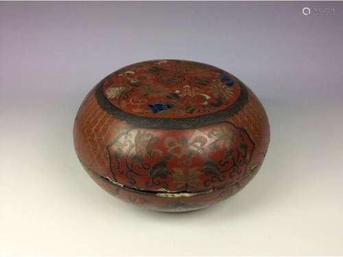 Vintage Chinese lacquer box with eight auspicious