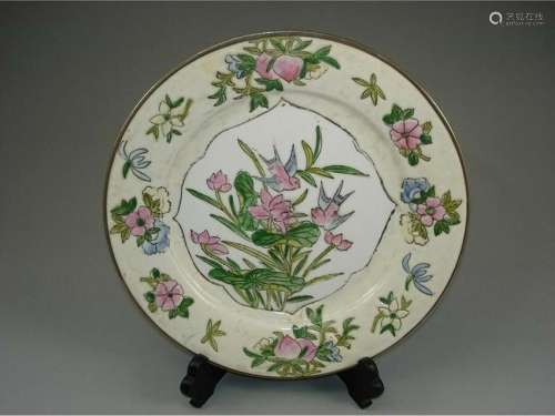 Chinese Famille Rose Porcelain plate, marked