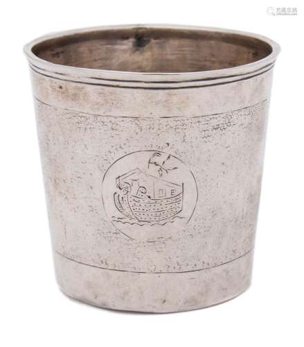 An 18th century Continental silver cup, unmarked: inscribed 'HOS G.P.