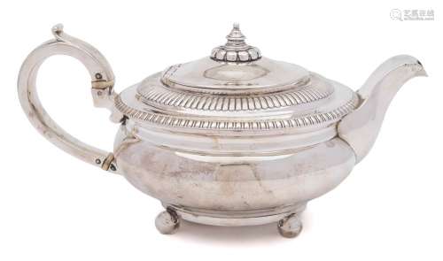 A George III silver teapot, maker Michael Starkey.