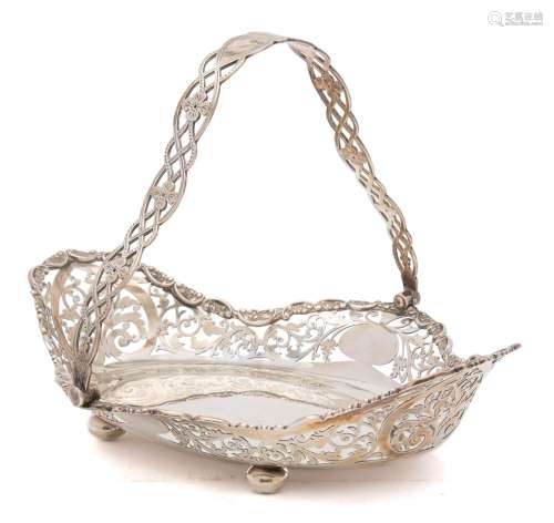 A late Victorian silver swing handle basket, maker William Hutton & Sons Ltd, London,