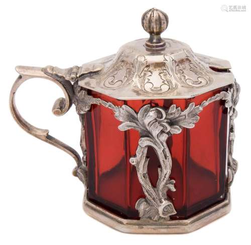 A Victorian silver mustard pot, unknown maker, Sheffield 1848: of octagonal outline,