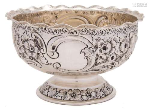 A Victorian silver rose bowl, maker Wakely & Wheeler, London,