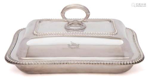 A Victorian silver entree dish and cover, maker Cooper Brothers, Sheffield, 1898: crested,
