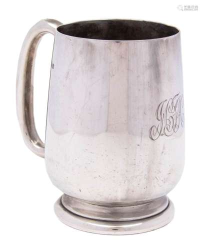 A George V silver mug, maker Barker Brothers Silver Ltd, Birmingham, 1929: initialled,