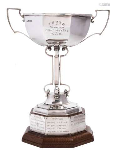 A George V silver trophy cup, maker Walker & Hall, Sheffield, 1935: inscribed,