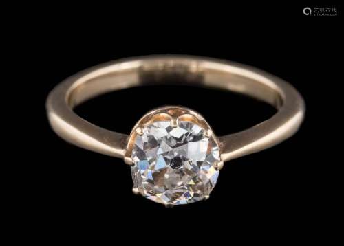 A diamond single-stone ring: the round old brilliant-cut diamond approximately 5.9mm diameter x 3.