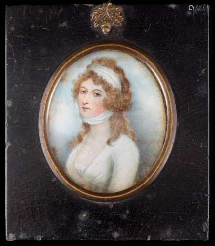 English School - A miniature portrait of Lady Mary Wortley Montague,
