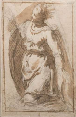 Francesce Pehanze ? [Italian School 18th Century]- Female figure study, three-quarter length,