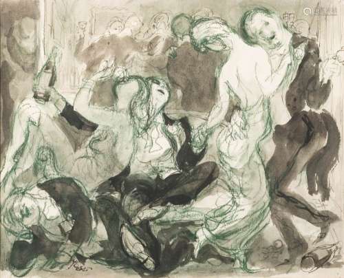 Attributed to Feliks Topolski [1907-1989]- A group of four satirical drawings,