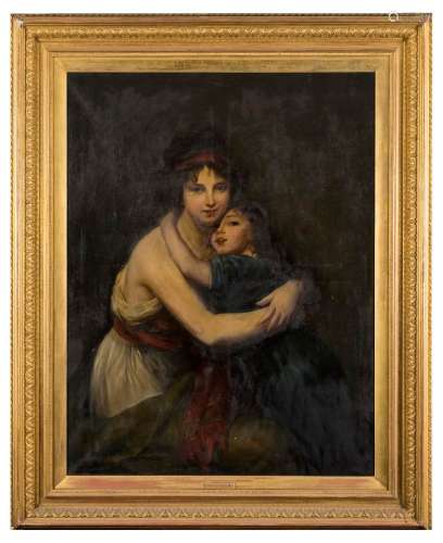 After Vigee LeBrun- Madame LeBrun and her daughter,:- oil on canvas,