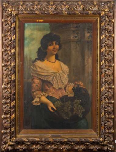 Al Brentano [19/20th Century]- The Grape Seller,:- signed bottom left oil on canvas, 102 x 66cm,