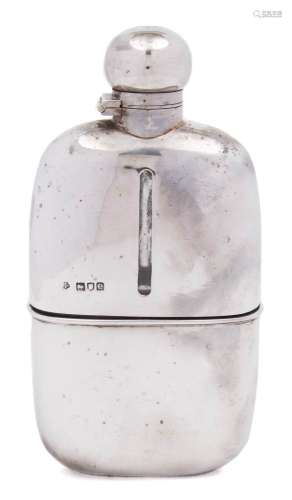 A Victorian silver and clear glass hip flask, maker William Hutton & Sons Ltd, London,