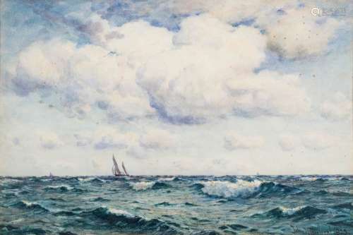 John McDougal [1880-1934]- A Fresh breeze off the North coast of Anglesey,