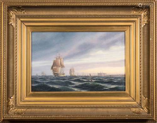 Oscar Hershend [1853-1891]- Off The Scandinavian Coast,:- signed bottom left oil on canvas,