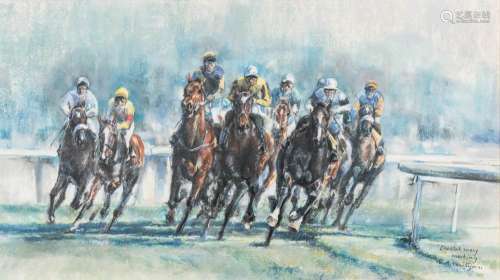 * Claire A Verity [20th Century]- 'Chester May Meeting', horse racing:- signed,
