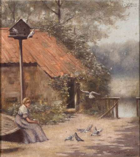 Garden Grant Smith [1860-1913]- The Dove Cote,:- signed and dated 1887 bottom right oil on canvas,