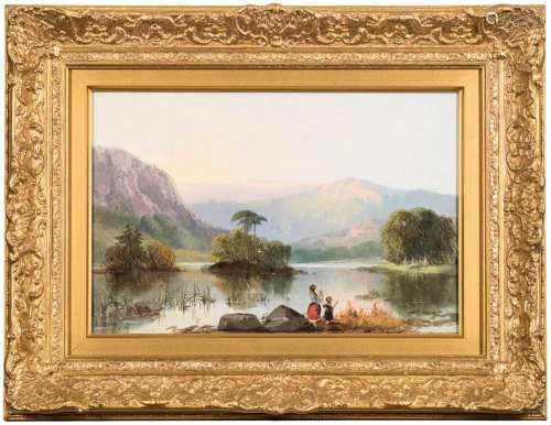 Attributed to George William Pettitt [1831-1863]- Rydal Water, figure group in the foreground,