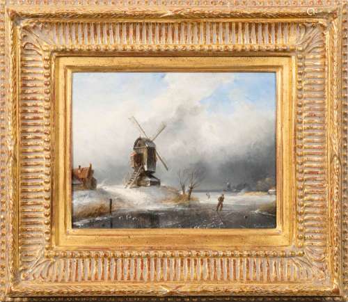 Charles Leickert [1816-1907]- Dutch Winter scene,:- signed Ch.